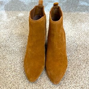 ABLE camel suede heeled booties. Size 8